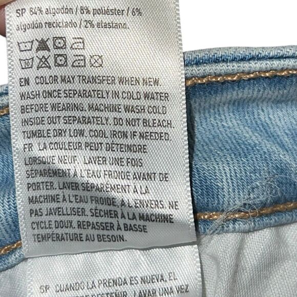 AEO Jeans Blue Denim Hi Rise Jegging Crop Women 0 Short Distressed Stretch - Picture 12 of 13